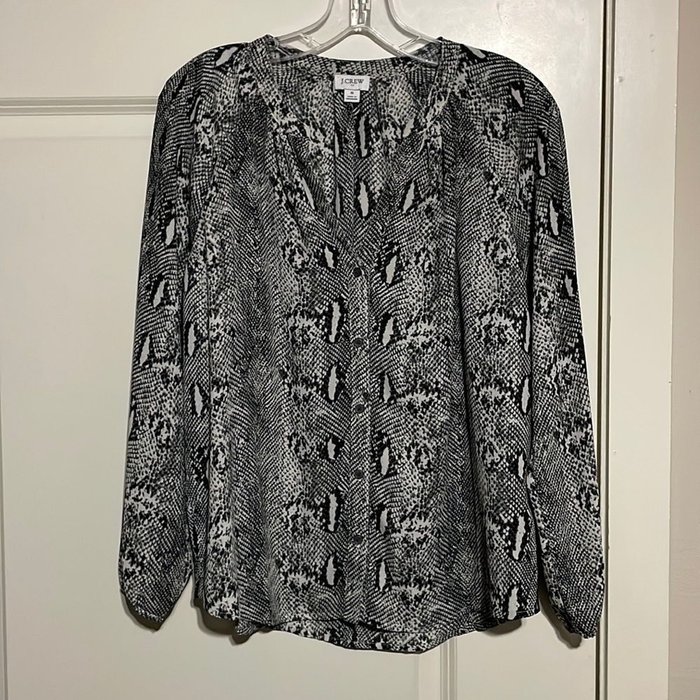 JCrew button down print blouse